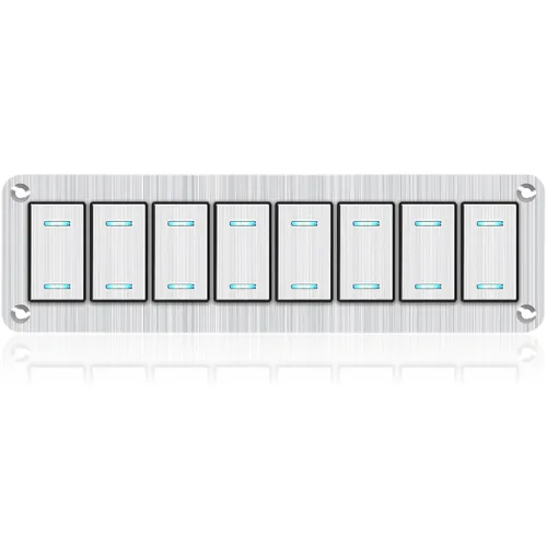 Vista 34 de Panel de interruptor basculante de aluminio de 2 vías, impermeable, precableado con retroiluminación azul, interruptor de palanca