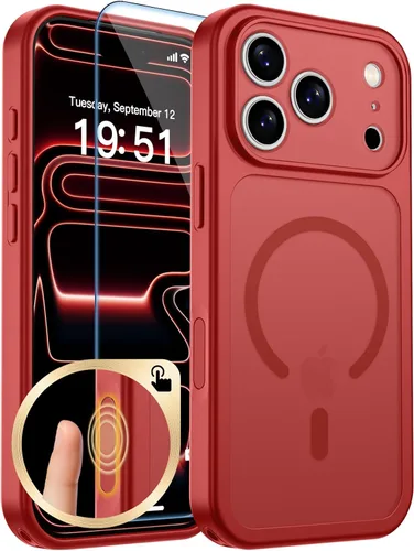 Vista 372 de zapica Funda magnética para iPhone Air, con protector de pantalla de vidrio templado, compatible con MagSafe, translúcida mate, a prueba de golpes