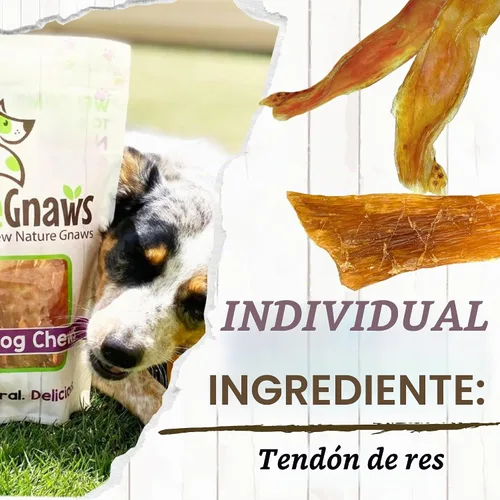 Vista 3 de Nature Gnaws Tendones de Res para Perros (8oz) - Grosor Mixto - Larga Duración para Perros Pequeños y Medianos - Huesos Masticables Naturales