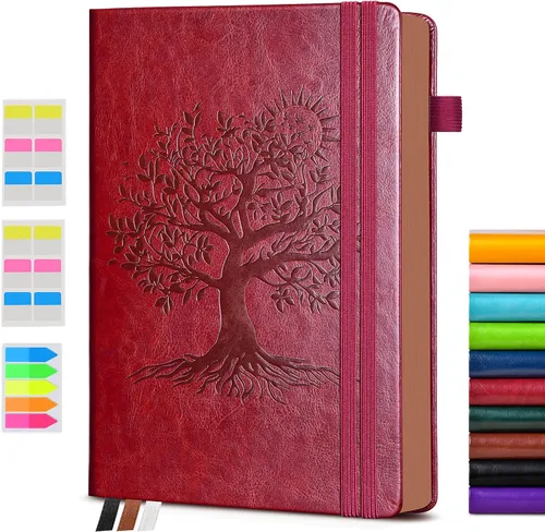 Vista 12 de Diario vintage de cuero con 300 páginas numeradas, diario rayado A4 para hombres y mujeres, diarios para escribir, cuaderno de rayas universitarias