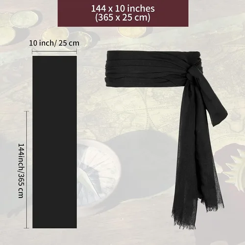 Vista 4 de Zando Disfraz de pirata de Halloween para hombres y mujeres, accesorio de fiesta de pirata, cosplay, bandana pirata, sombrero, bufanda