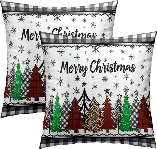 Vista 25 de Juego de 2 fundas de almohada de bosque de abedul, fundas de almohada decorativas de montaña de madera verde oscuro brumoso de 16 x 16 pulgadas