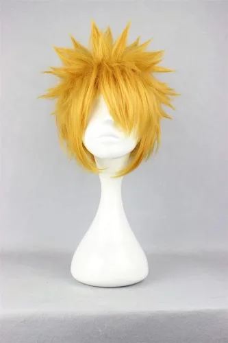 Vista 2 de COSPLAZA Peluca de color amarillo con los pelos en punta para cosplay de anime