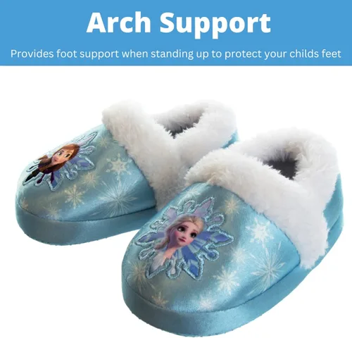 Vista 3 de Disney Frozen Elsa and Anna - Pantuflas de felpa para niñas, antideslizantes, cómodas, esponjosas, ligeras, cálidas, suaves, para interiores y niñas