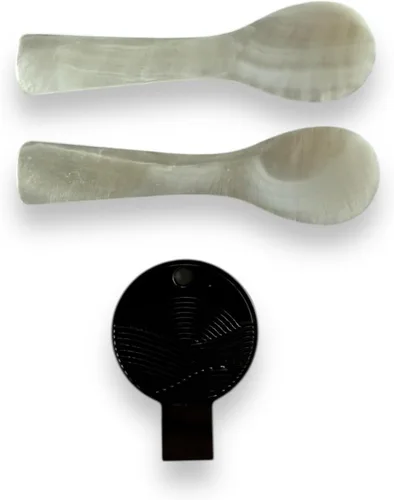 Vista 3 de Caviar Key - Abridor de latas + juego de cucharas de nácar (ónix)
