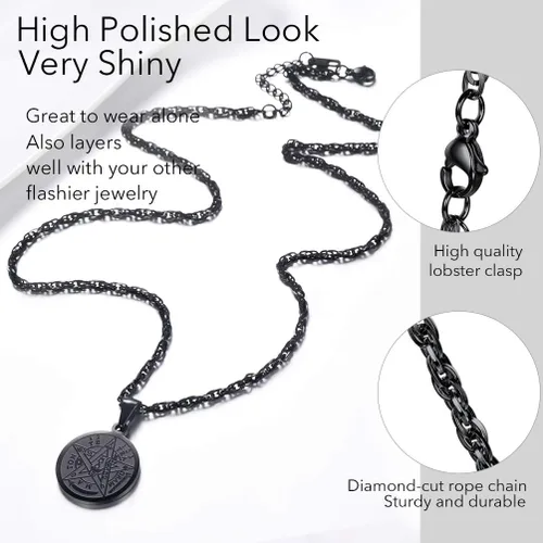 Vista 6 de PROSTEEL Collar de pentáculo de tetragrammaton, personalizable disponible, protección del pentagrama Eliphas Levi's, amuleto Wiccan, mágico