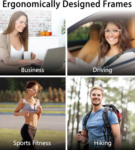 Vista 9 de Lentes inteligentes AI, lentes de sol Bluetooth multifuncionales para hombres y mujeres, dispositivo de traductor de 116 idiomas y acentos, filtro