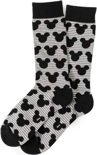 Vista 2 de Cufflinks Inc. Calcetines Mickey Silhouette a rayas, talla única (hasta talla 12 de hombre), Gris