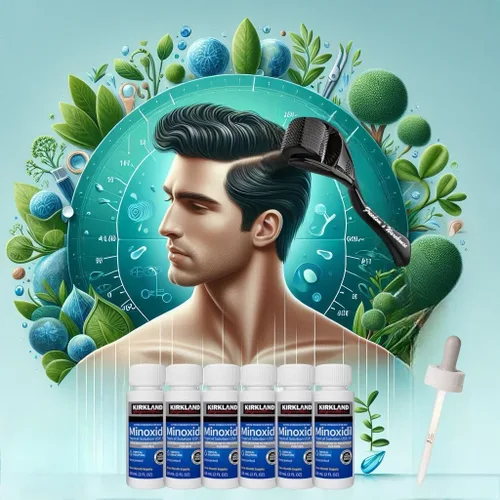 Vista 3 de Kirkland Minoxidil - Paquete de 6 tratamientos de crecimiento del cabello para hombres, solución líquida extra fuerte 5% tópica, suministro de 6