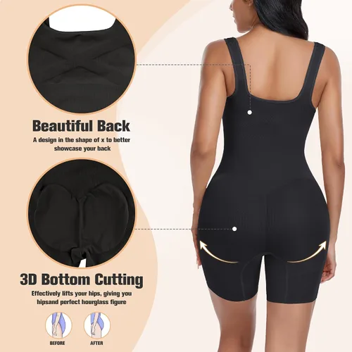 Vista 4 de Faja moldeadora para mujer, con control de abdomen, sin costuras, moldeador de cuerpo, fajas debajo del busto, mediados del muslo