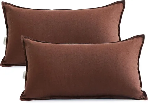 Vista 124 de Jeanerlor Funda de almohada decorativa de lino y algodón sólido de 18 x 18 pulgadas con cremallera, funda de cojín europea, funda de almohada