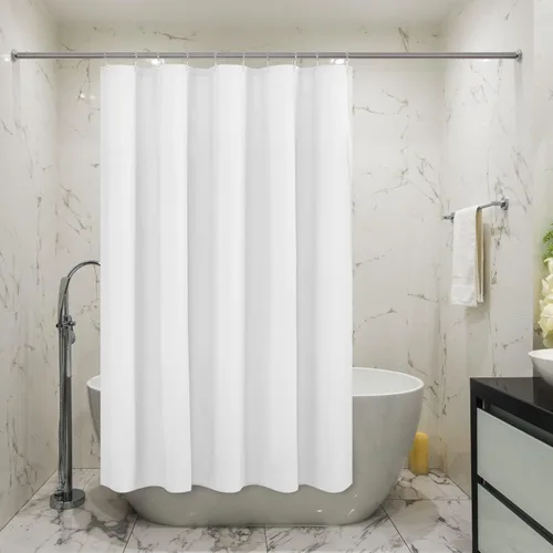 Vista 8 de Mrs Awesome - Cortina de ducha en relieve de microfibra para cabina de baño, 137 x 183 cm, forro de cortina de ducha de tela suave lavable y Blanco