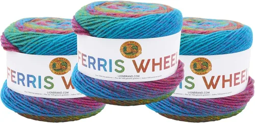 Vista 19 de Lion Brand Yarn, Hilo multicolor en forma de rueda Ferris para tejer, hacer ganchillo y manualidades, Buttercup, paquete de 1
