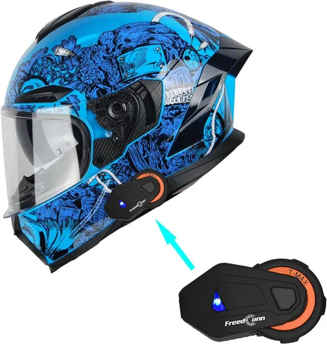 Vista 18 de 1Storm Casco Integral para Motocicleta DOT para Adultos, Motocicleta de Calle, Doble Visera, Protector Solar Interior con un Escudo Transparente Un