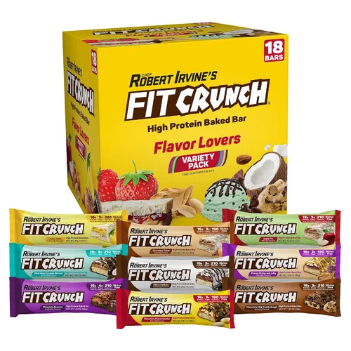 Vista 11 de FITCRUNCH - Barras de proteínas para aperitivo, barra horneada de 6 capas, 4 g de azúcar, sin gluten y centro suave de pastel