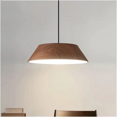 Vista 8 de Moderna lámpara colgante LED de madera retro de granja, lámpara de suspensión ajustable rústica antigua para comedor, isla de cocina, cerca