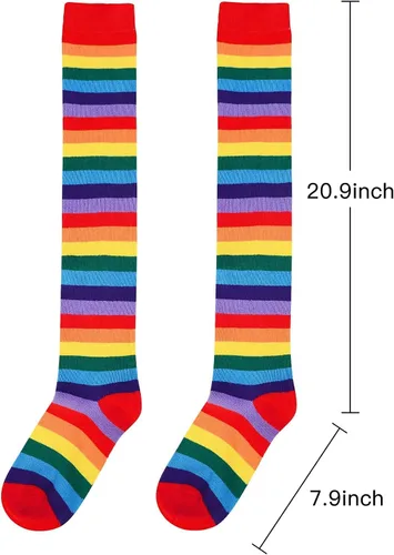Vista 5 de Century Star Calcetines altos hasta el muslo, medias atléticas a rayas para mujer, calcetines largos de tubo por encima de la rodilla, calcetines