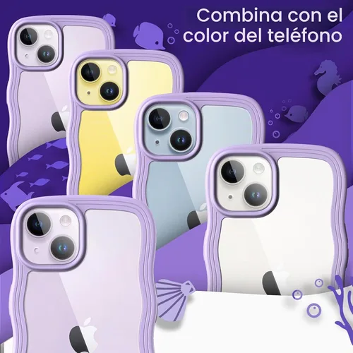 Vista 7 de JETech Funda ondulada para iPhone 14, color morado