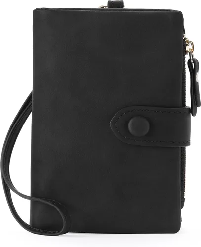Vista 7 de RNIEGA Cartera pequeña de cuero plegable para mujer, con bloqueo RFID, con tarjetero y ventana de identificación, monedero
