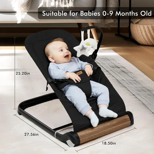 Vista 7 de Silla Saltarina para Bebé - Soporte Cómodo para los Momentos de Felicidad de tu Pequeño (Normal, Negro)