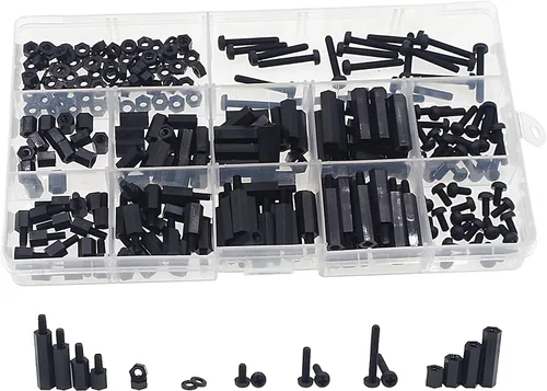 Vista 11 de M2 Nylon Hex Macho-Hembra Separadores Separadores Tornillo Tuerca Surtido Kit (Negro)