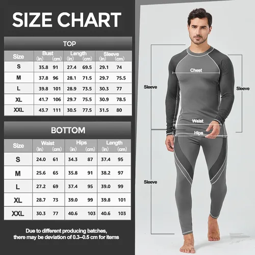 Vista 6 de UNIQUEBELLA Conjunto de ropa interior térmica para hombre, parte superior larga, forro polar, secado rápido, capa base térmica