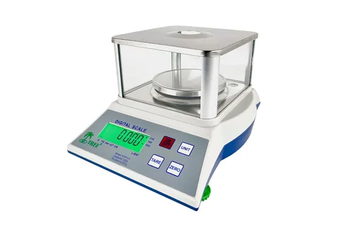 Vista 2 de Tree KHR 123 Precision Lab Balance120 g x 0.00 oz, pantalla LCD retroiluminada, protector contra corrientes de aire, alimentado por AC/batería