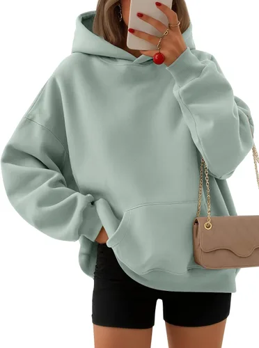 Vista 25 de EFAN Sudaderas con capucha para mujer, suéteres de forro polar cómodos Lunares albaricoques
