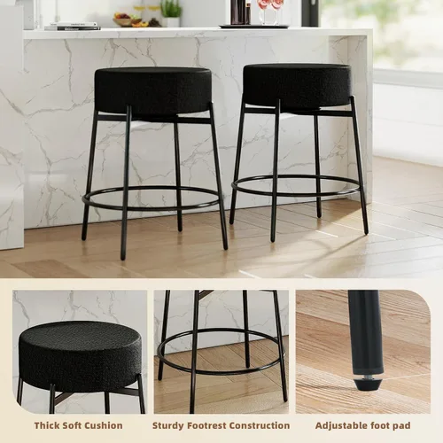 Vista 6 de SoarFlash - Juego de 2 taburetes de bar modernos giratorios, taburetes de barra de 24" Sherpa con asiento giratorio de altura de mostrador