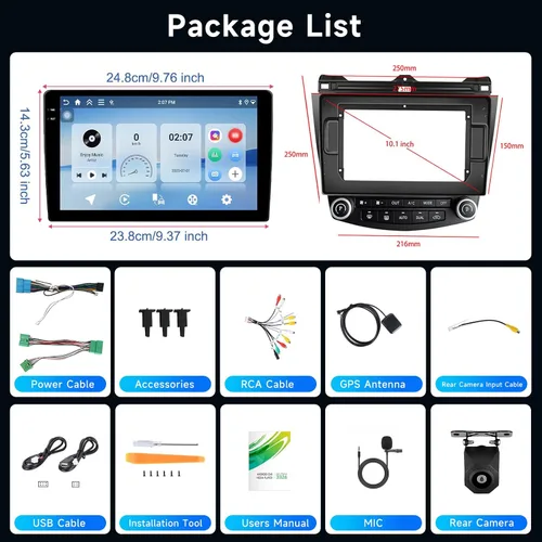 Vista 8 de [4G+64G] Radio de coche para Honda Accord 2003-2007 Android Unidad principal con Carplay Android Auto, Hodozzy 10.1 pulgadas pantalla táctil estéreo