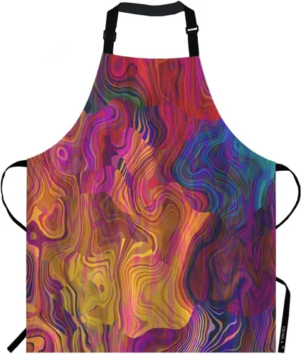 Vista 16 de EKOBLA Delantales de mariposa bordados de hojas coloridas, animales, linda, naturaleza, hermoso, impermeable, resistente, chef, cocina, barbacoa