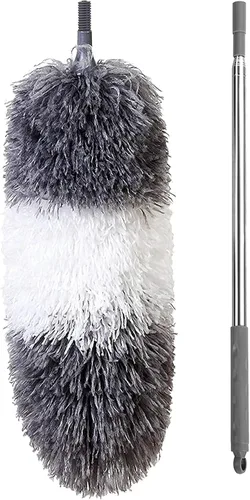 Vista 8 de BOOMJOY Plumero de plumas de microfibra con poste extensible de 100 pulgadas, paquete de 2 plumeros para limpieza de techo, ventilador, muebles