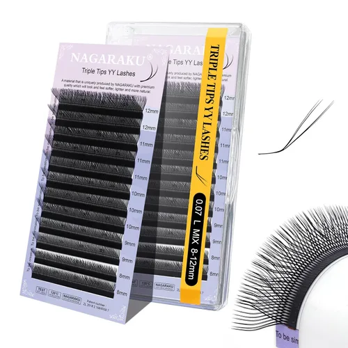 Vista 85 de NAGARAKU YY - Extensiones de pestañas, suministros Y, Lash 4D, Easy Fan, pestañas cruzadas de volumen ruso, pestañas YY, tejidas a mano, malla