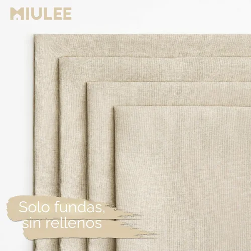 Vista 5 de MIULEE - Paquete de 4 fundas decorativas de cojín para exterior, de lino, impermeables, para jardín, patio, tienda de campaña, balcón, sofá, 16 x 16