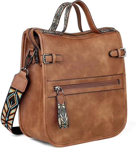 Vista 8 de Bolso cruzado FADEON para mujer, bandolera de diseñador, con asa para el hombro, bolso de cuero sintético, con manija superior, bolso de mano
