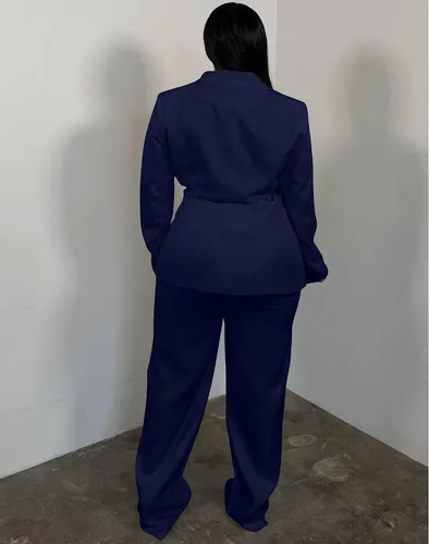 Vista 4 de CXXQ Conjunto de 2 piezas para mujer, talla grande, informal, para oficina Azul marino