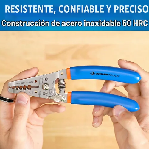 Vista 6 de Jonard Tools WSS-612 - Pelacables de acero inoxidable con curva, 6-12 AWG, acero inoxidable 50 HRC, mango ergonómico, corte de tornillos y bucle