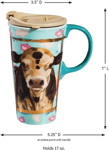 Vista 4 de Cypress Home Myrtle - Taza de viaje con leche de cerámica metálica de 17 onzas