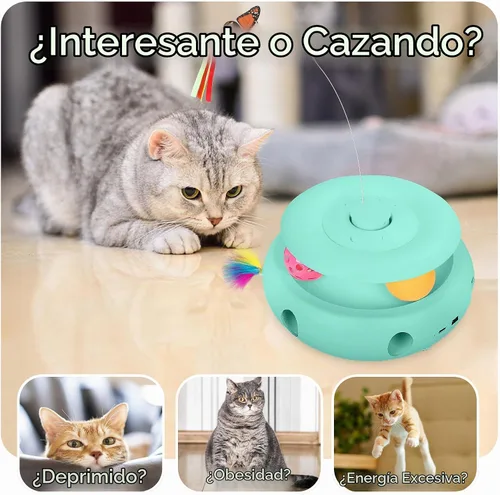 Vista 2 de Juguetes interactivos 3 en 1 para gatos de interior, color azul