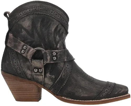 Vista 3 de Dingo Womens Gummy Bear Snip Toe Casual Boots Ankle Mid Heel 2-3" - Black
