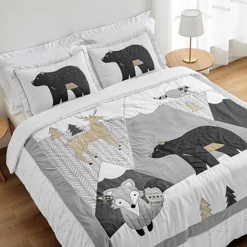 Vista 14 de Sweet Jojo Designs Juego de edredón individual de 2 piezas (montaña oso) para niños, ropa de cama para niños, ropa de cama en una bolsa con manta