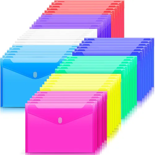 Vista 9 de Sooez Paquete de 6 sobres de plástico, carpetas de archivos de plástico para documentos, carpeta escolar transparente, carpetas de archivos