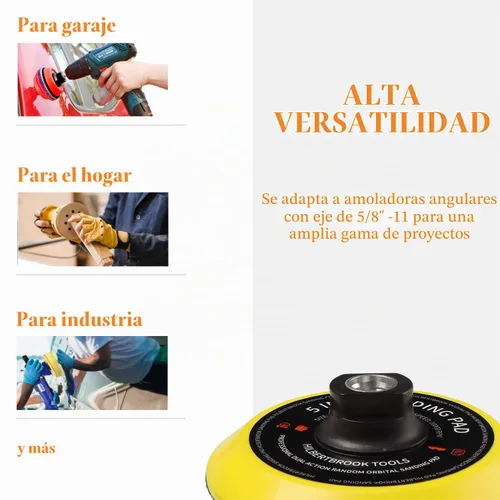 Vista 6 de Almohadilla de respaldo de gancho y bucle de 5 pulgadas, placa de respaldo de 5 pulgadas con almohadilla de lijado de 5/8-11 hilos, accesorios