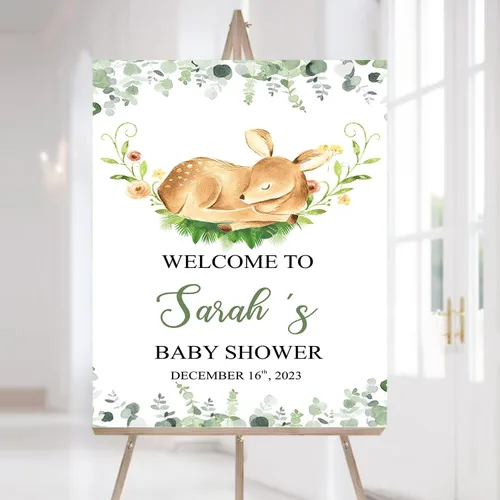 Vista 31 de Letrero de bienvenida personalizado para baby shower, cartel de bienvenida de safari para baby shower, letrero de baby shower de animales