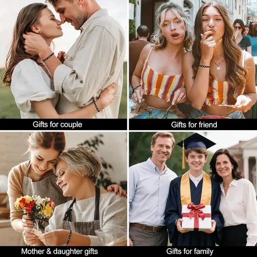 Vista 5 de Pulseras a juego para parejas, regalos para él, su novio, pulseras con iniciales para hombres, mujeres y adolescentes, regalo de aniversario