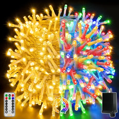 Vista 9 de Ollny Luces de Navidad, 66 pies, 200 luces LED para árbol de Navidad con 11 modos, control remoto, IP44, impermeable, cambio de color, luces