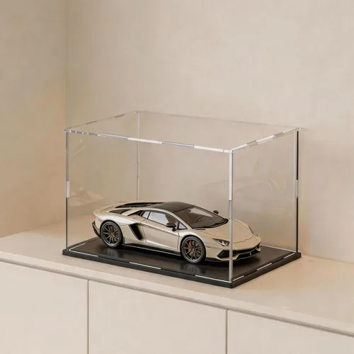 Vista 29 de Vitrina de acrílico completamente ensamblada, caja de acrílico transparente de 4 pulgadas para exhibición de coleccionables, vitrina de vidrio