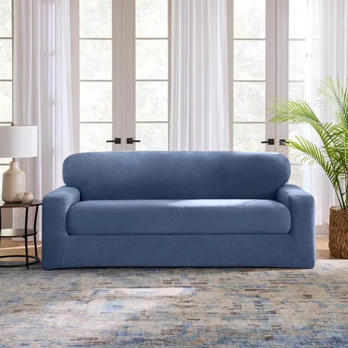 Vista 15 de SureFit Fundas seccionales de textura elástica de cedro, fundas de cojín extralargas para sofá seccional con un ajuste cómodo, lavables a máquina