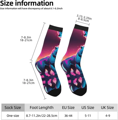 Vista 5 de Synthwave Sabertooth Patterns Stretch Mid-Calf Socks - Designed specifically for running, stylish and breathable for training.