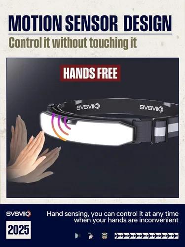 Vista 4 de svsviio K0209 - Linterna frontal recargable de 1500 lúmenes con sensor de movimiento y luz roja, lámpara de cabeza súper brillante, luces de cabeza